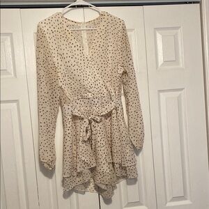 Polka Dot Cream Long Sleeve Romper